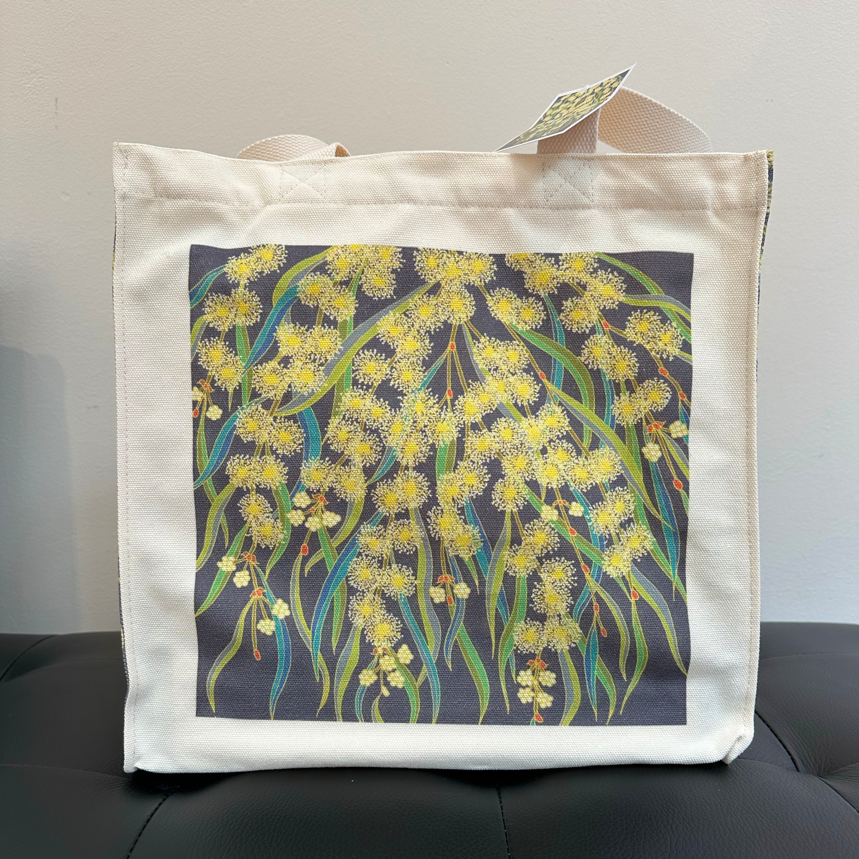 Scented Wattle Canvas art tote bag - carry or over shoulder