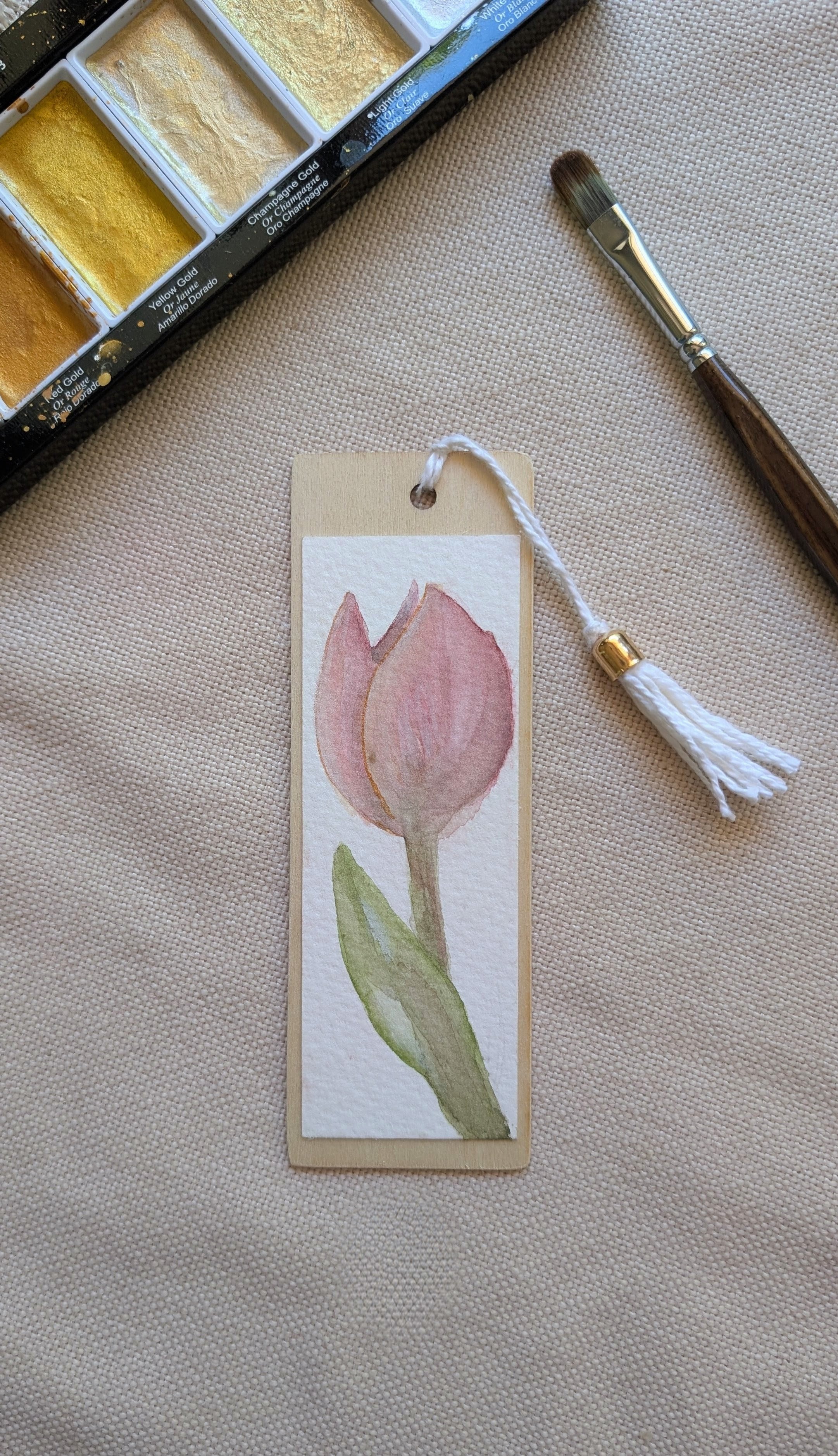 Handpainted Watercolour | Botanical Wooden Bookmark | Easter Gift for Book Lovers | Choose Your Design