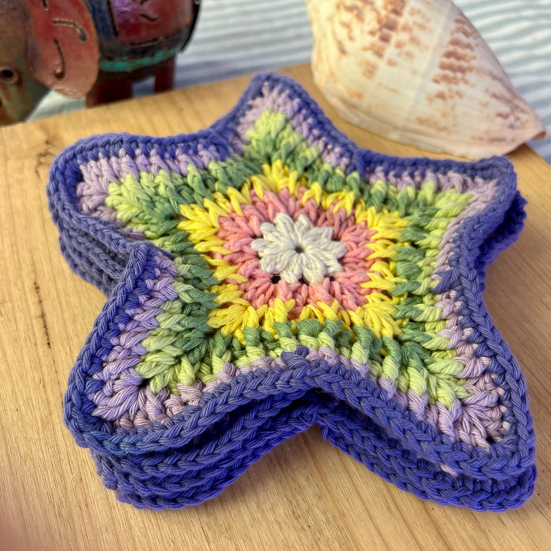 Starfish Crochet Coaster - Cotton Beach Coasters - Large coasters