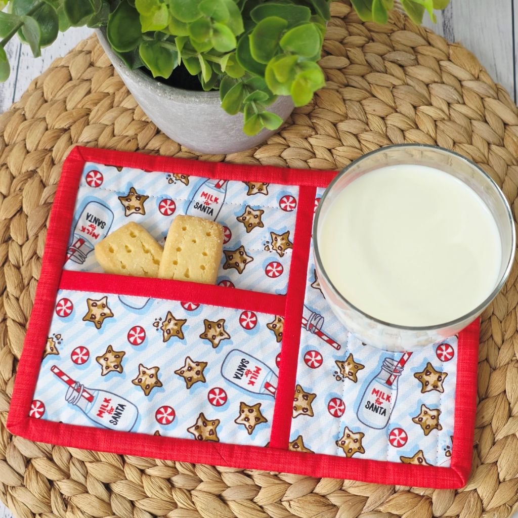 Christmas Mug Rug | Santa's Milk & Biscuits Mat | Christmas Eve Tradition | Cotton Coaster