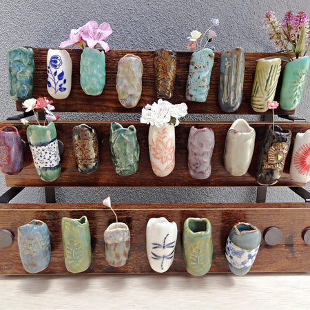 Mini ceramic fridge magnet vases