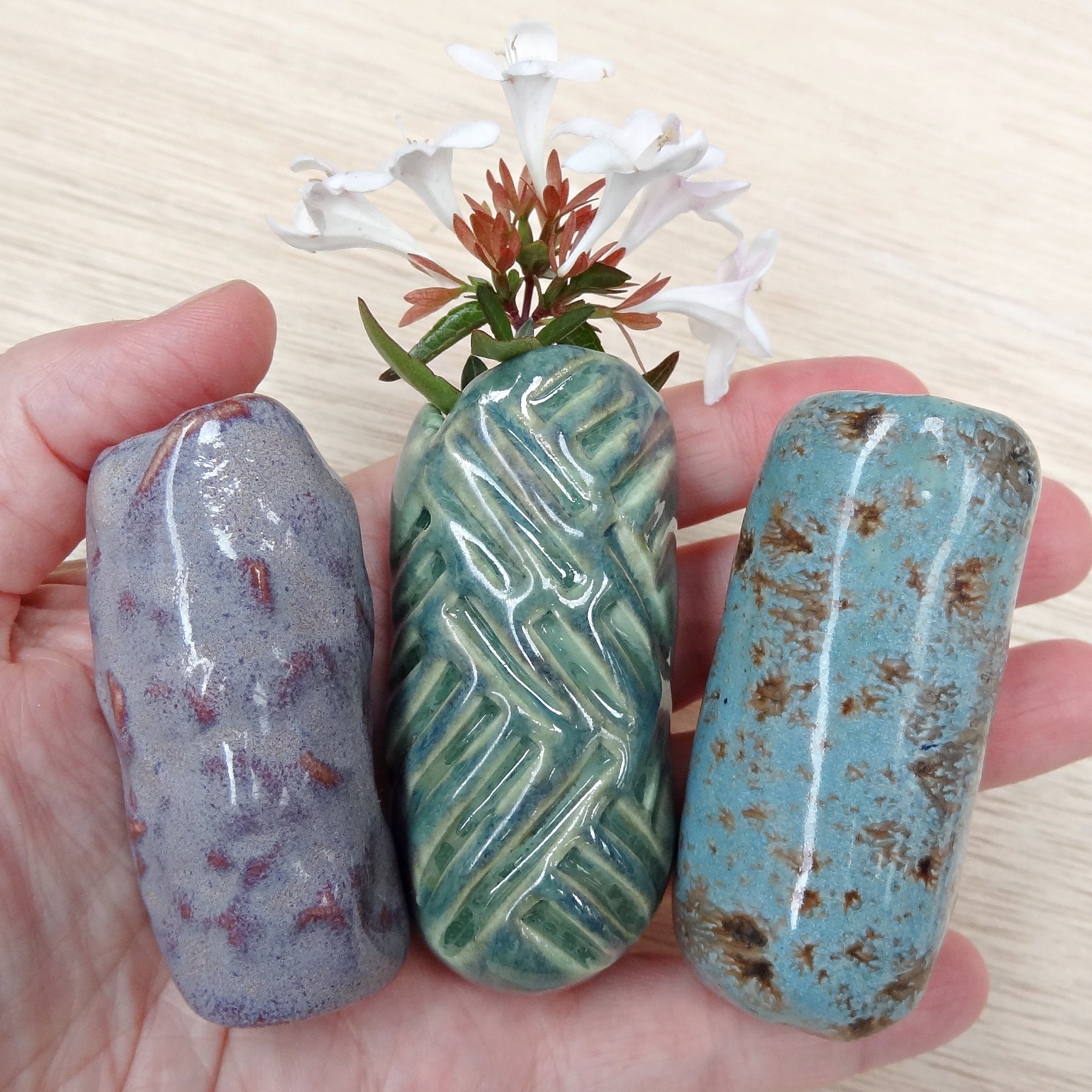 Mini ceramic fridge magnet vases. Choose your own vases.