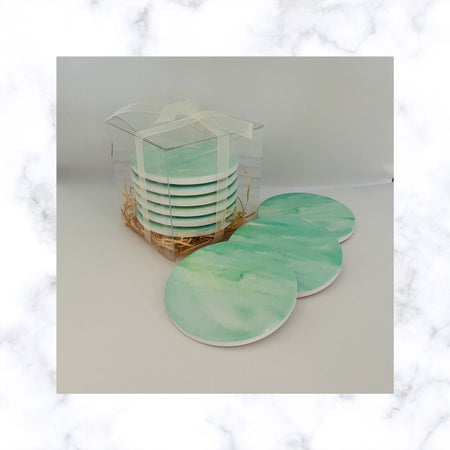 Pastel Green Watercolour Ceramic Coasters (price is per coaster)