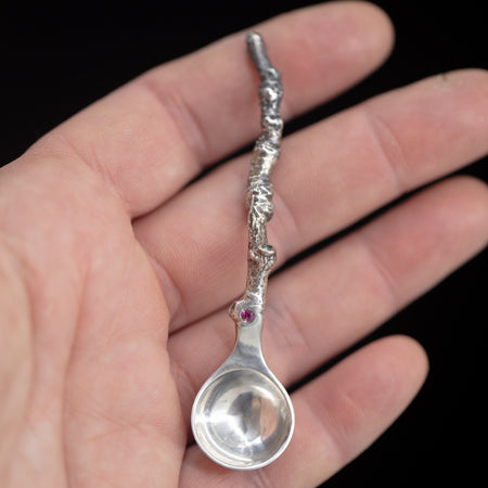 Sterling silver salt spoon made from a cast stick