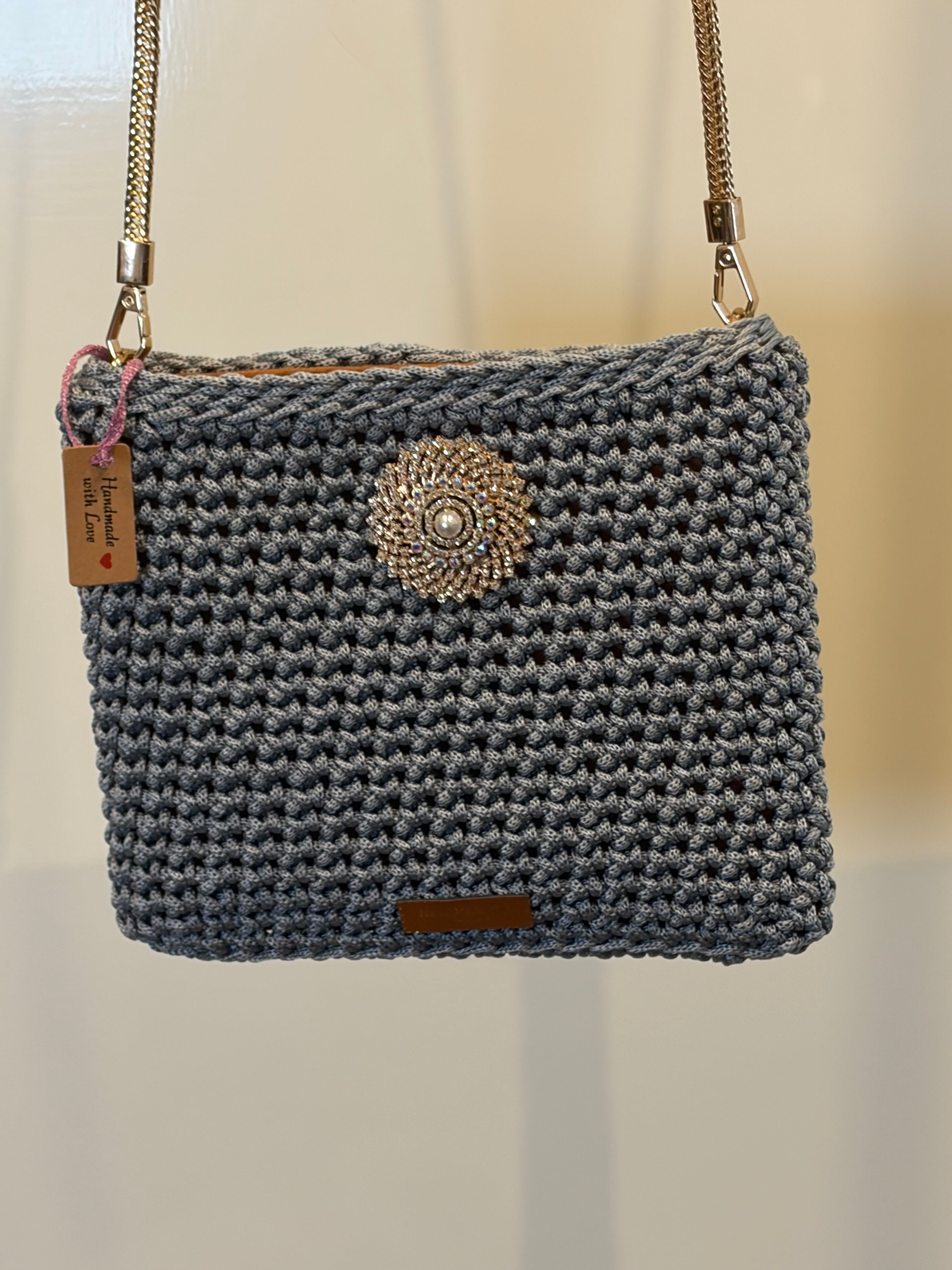 No 3 Girls Night Out Crocheted Blue Shoulder Bag