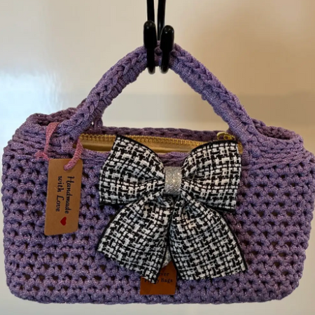 No 47 Sweet Purple Crocheted Mini Bag