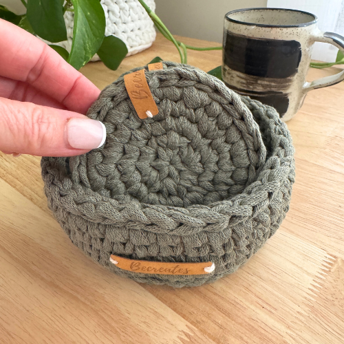 Eco Handmade Coasters with Basket Set | Earthy Green