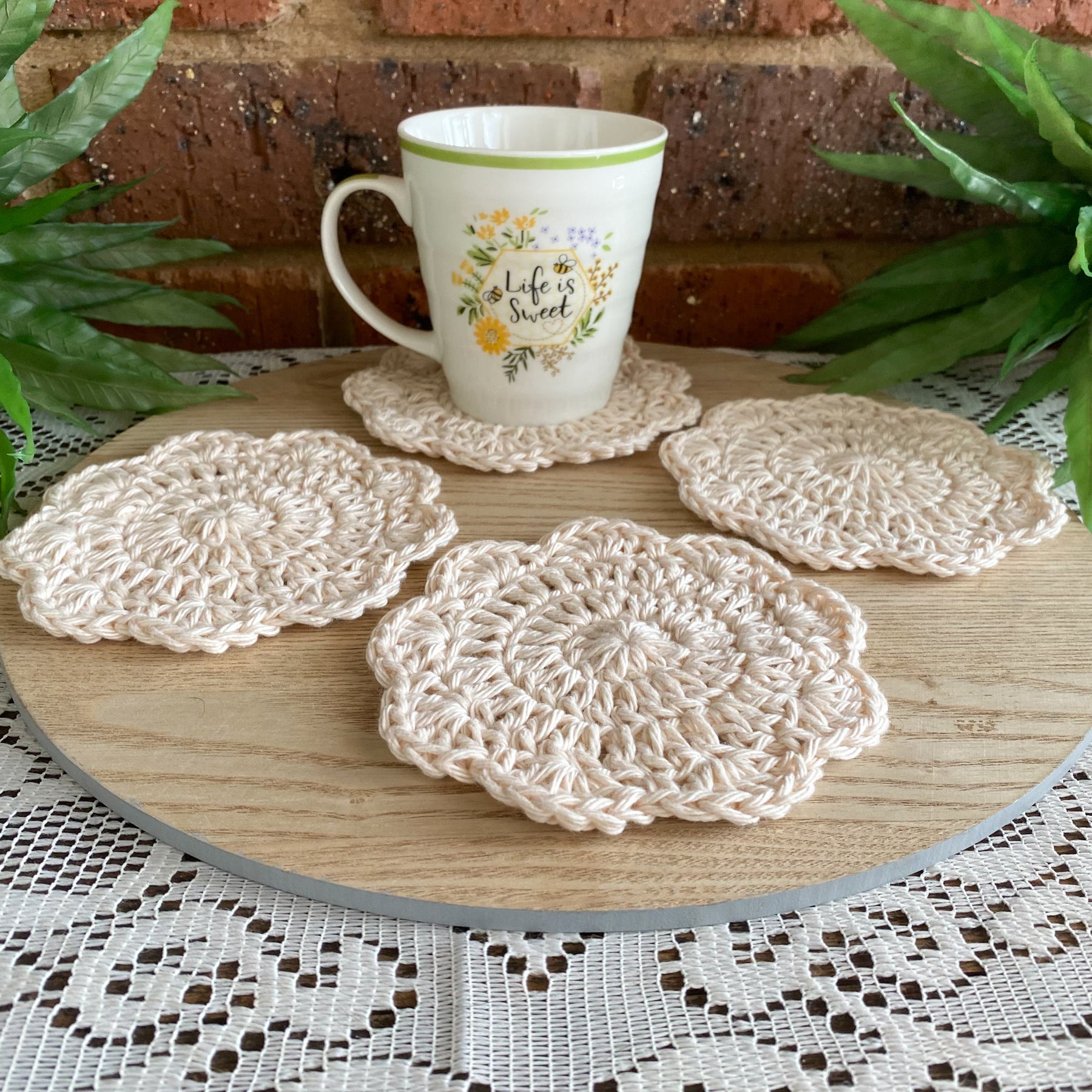 Crochet Coasters-Decorative Doilies Set of 4