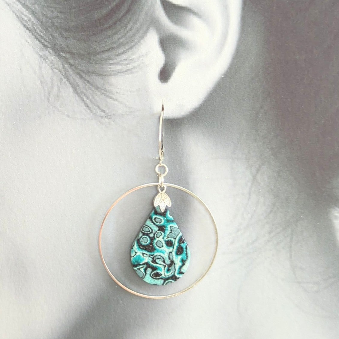 Aqua Mokume Gane Earrings