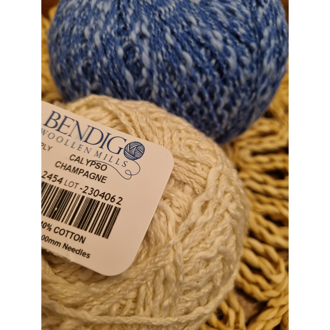 Cozy blue and white waffle-weave scarf