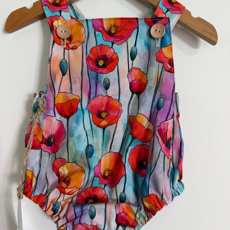 Baby Romper with Watercolor Poppies