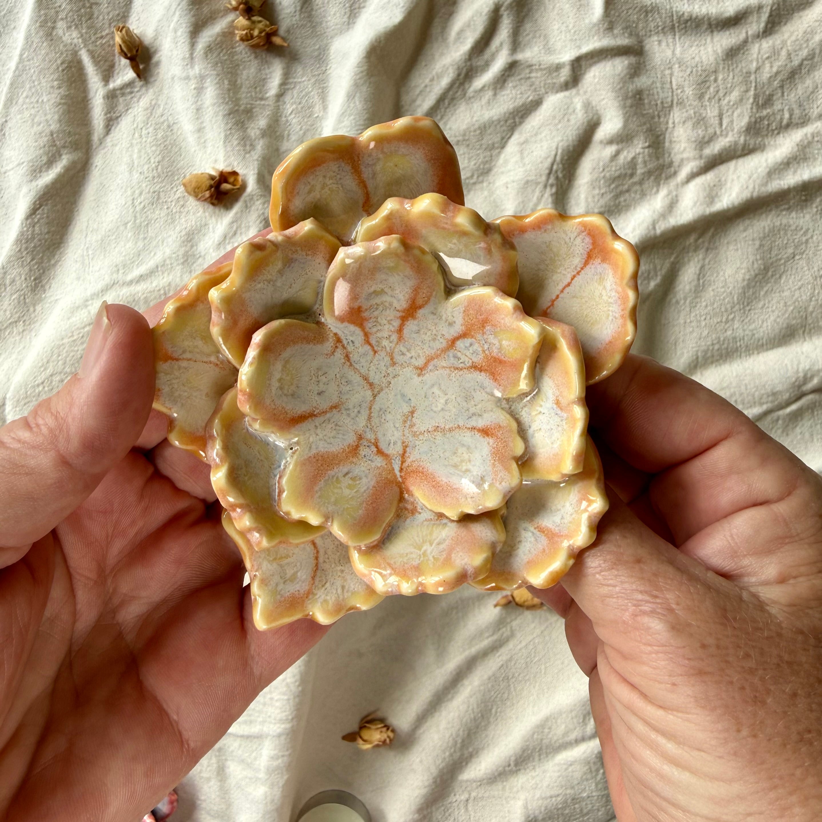 Porcelain Petal Dish | Tea Light Holder or Trinket Dish | Ceramic