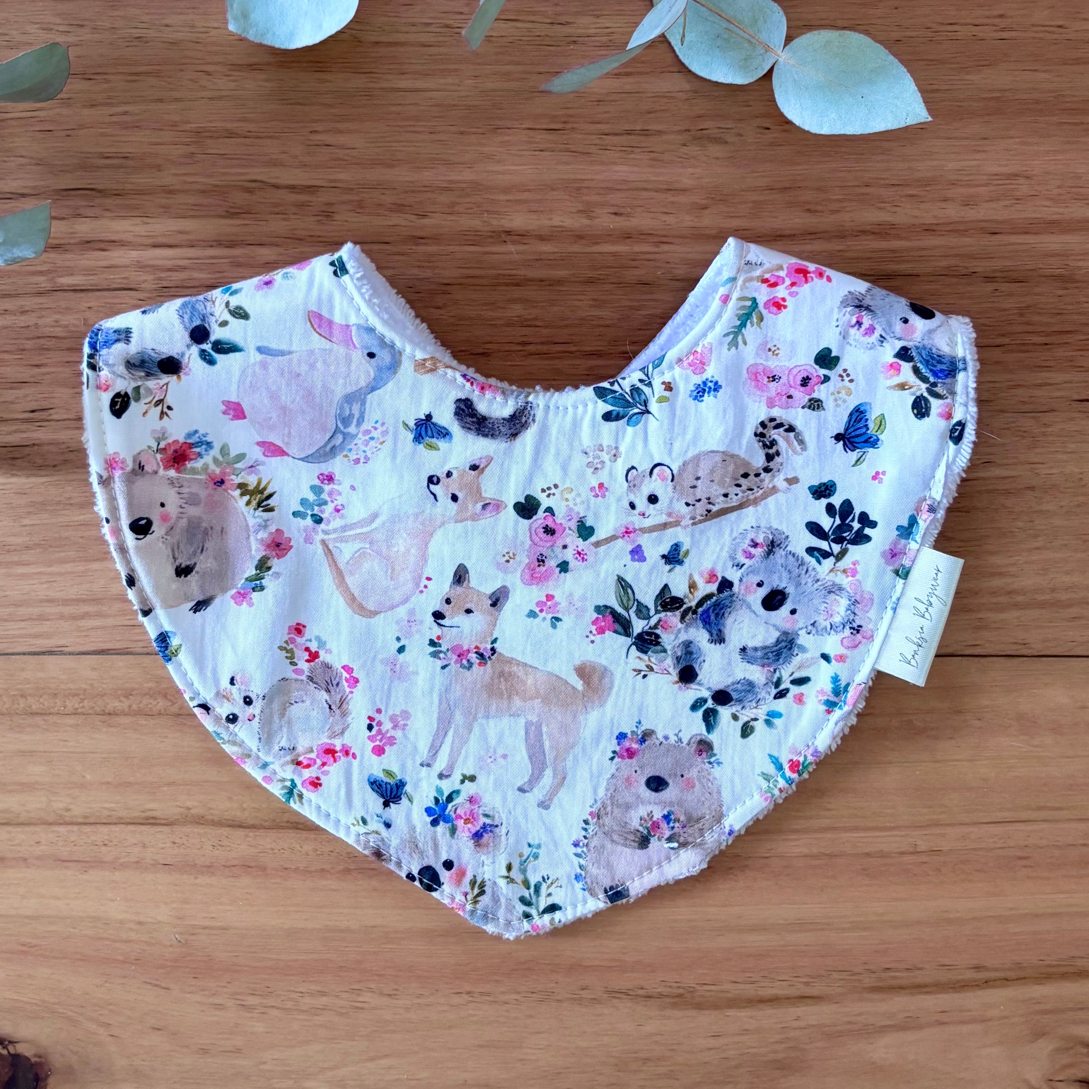 Baby Bib and Burp Cloth Set | Floral Friends | Ready to Ship