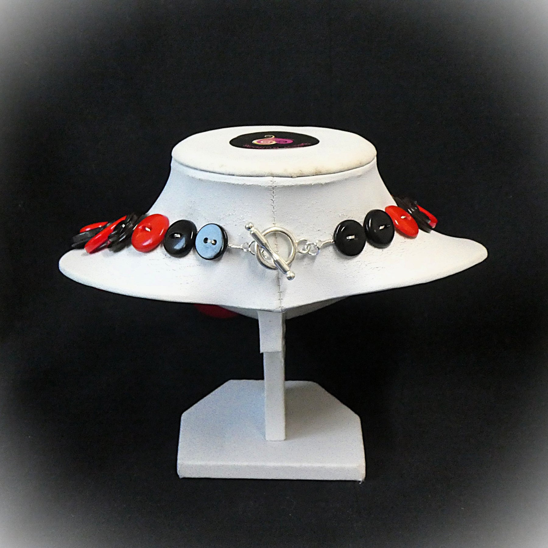 Button necklace - Black Tulip
