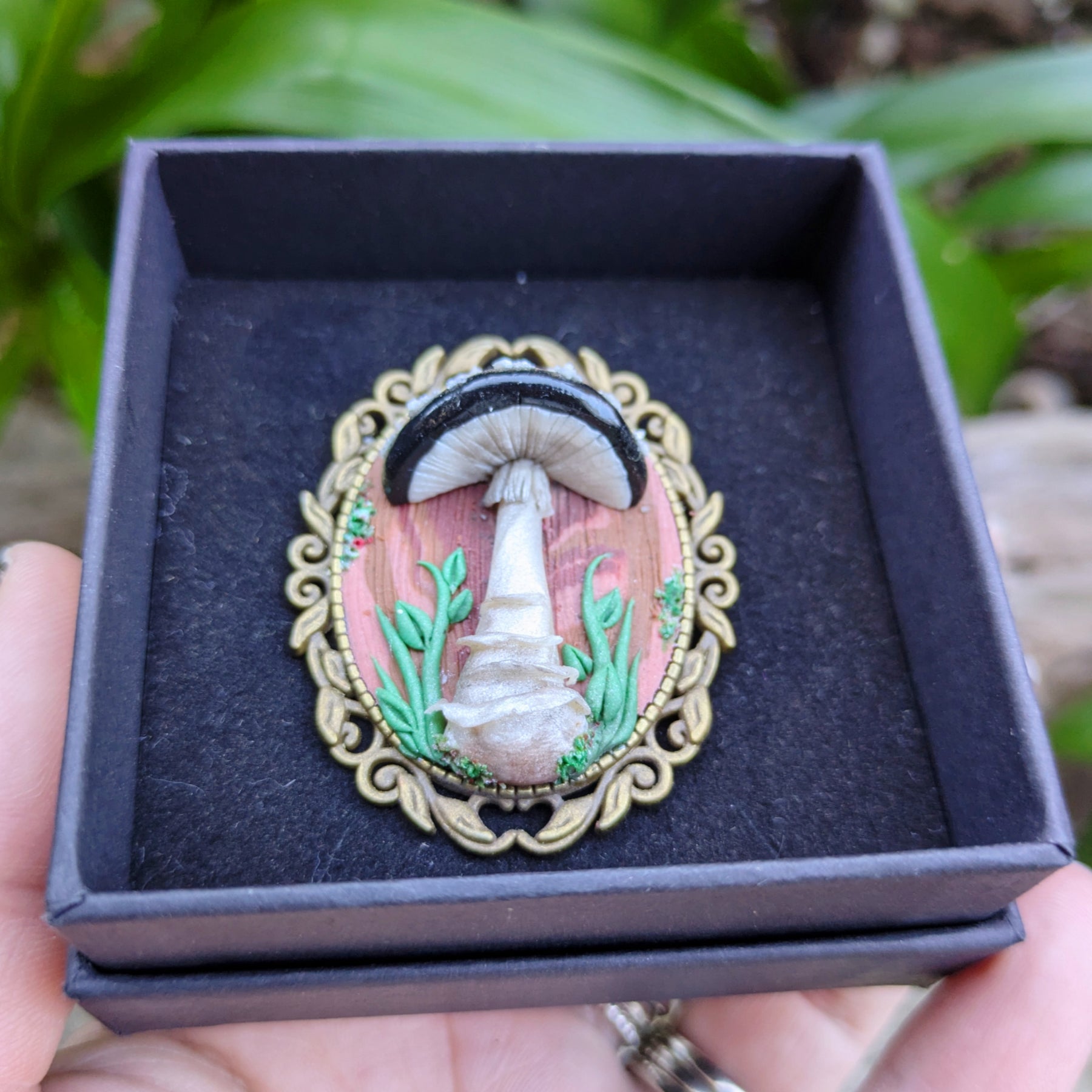 Black Mushroom Brooch