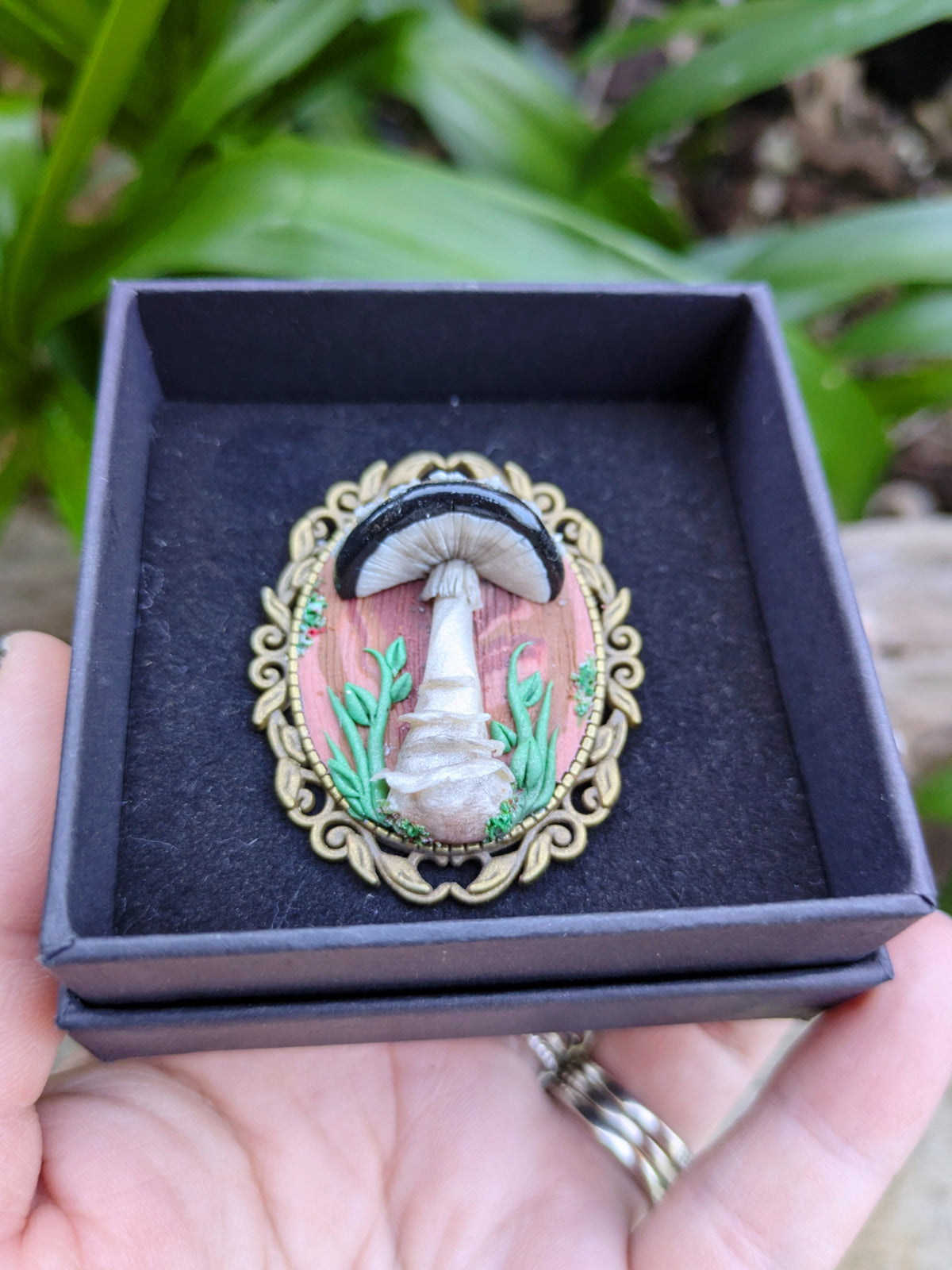 Black Mushroom Brooch