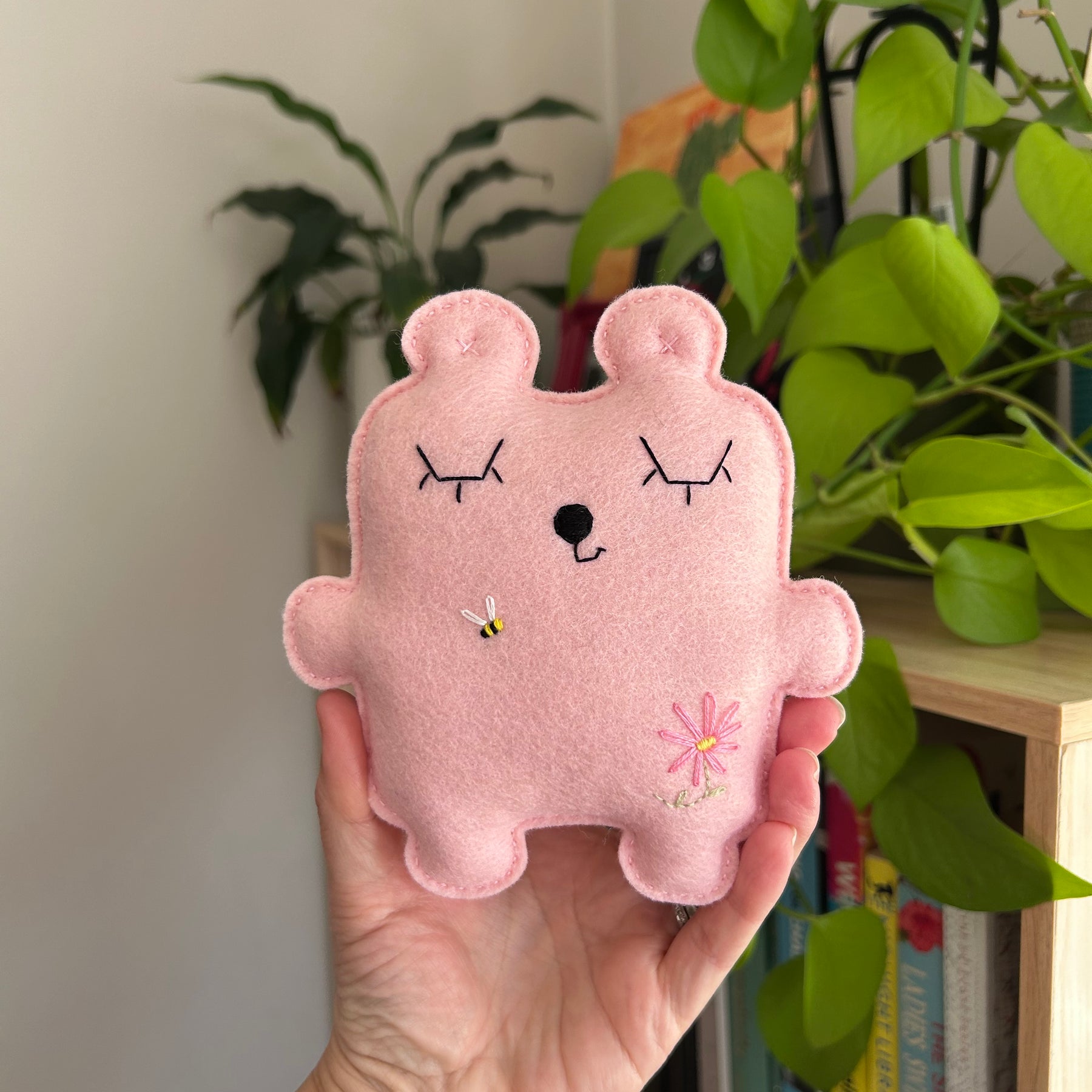 Bear soft toy, felt, embroidery, newborn gift, assorted colours