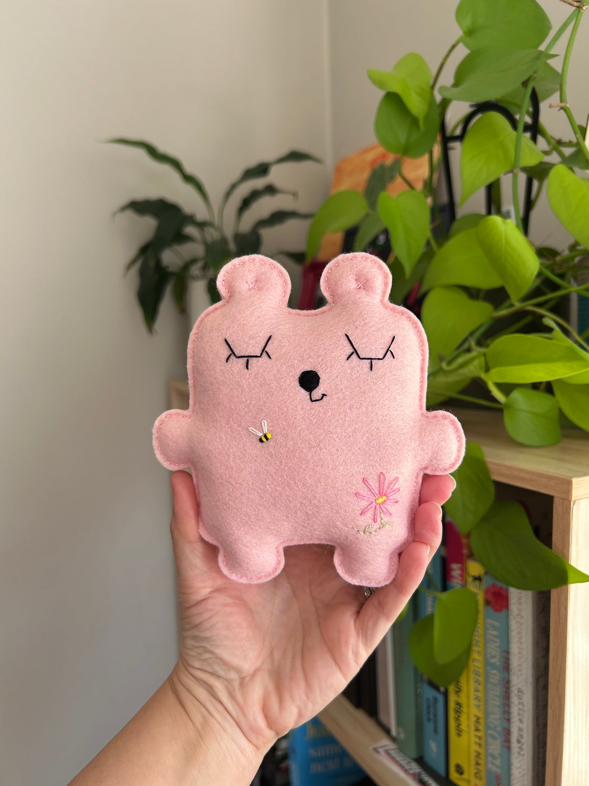 Bear soft toy, felt, embroidery, newborn gift, assorted colours