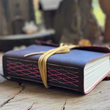 Burgundy Cross & Straight-stitched A6 Journal