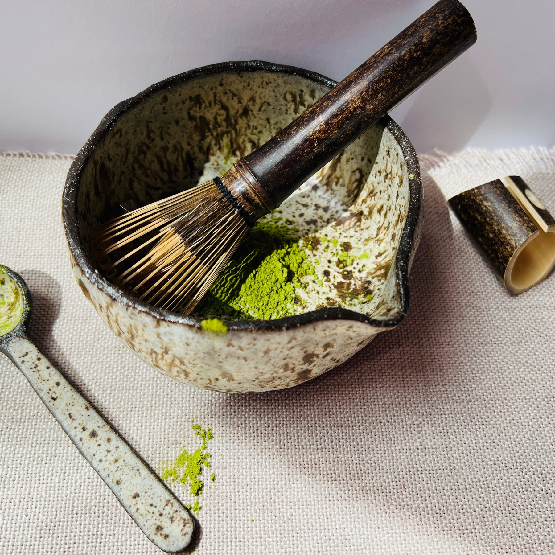 Handmade Matcha Bowl, Matcha Set – Winter Woods Collection, Ceramic Chawan with Spoon & Bamboo Whisk
