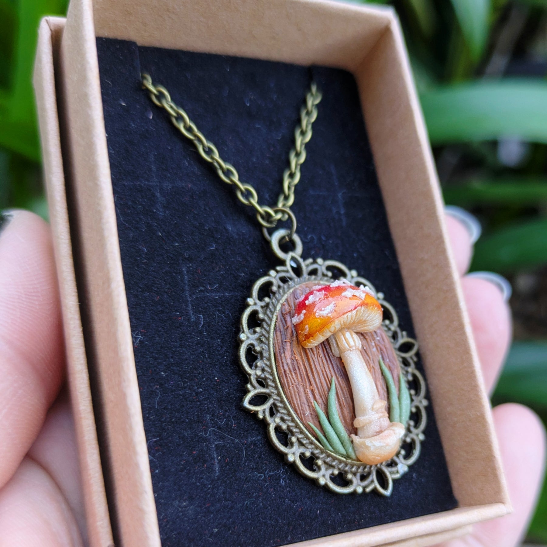 Hand-Sculpted Mushroom Pendants