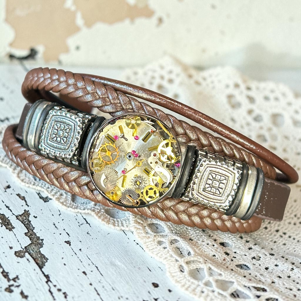 Steampunk watch parts Mens cuff/bracelet