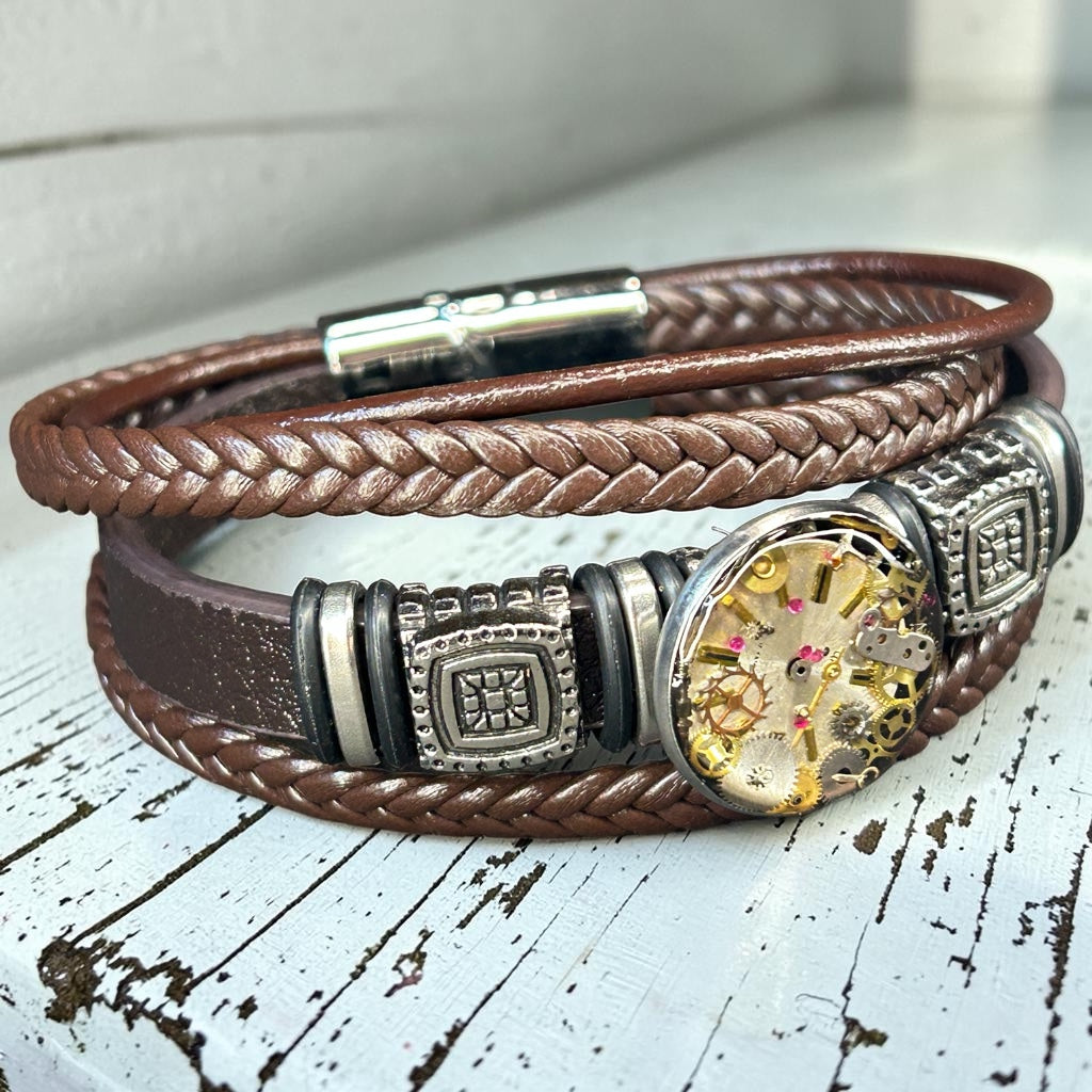 Steampunk watch parts Mens cuff/bracelet