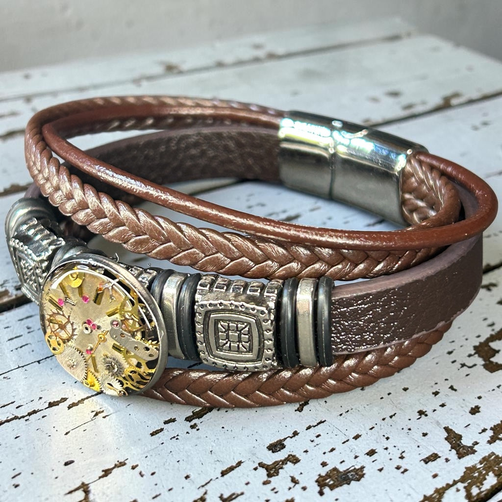 Steampunk watch parts Mens cuff/bracelet