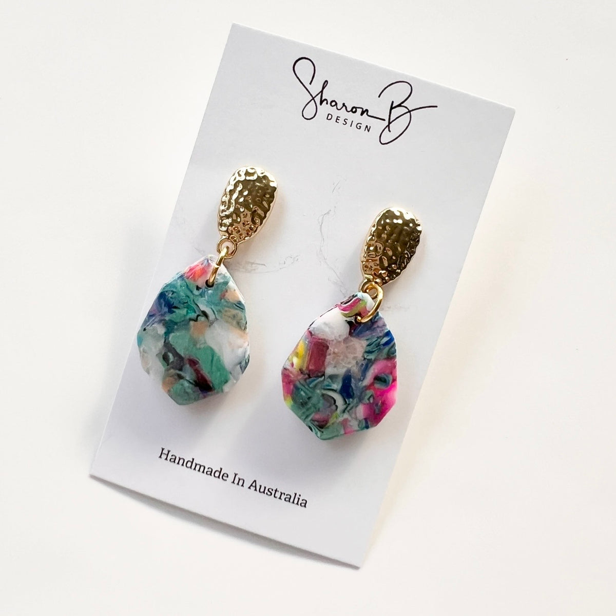 Earrings ~Blue ~Dangles~Polymer Clay ~Resin