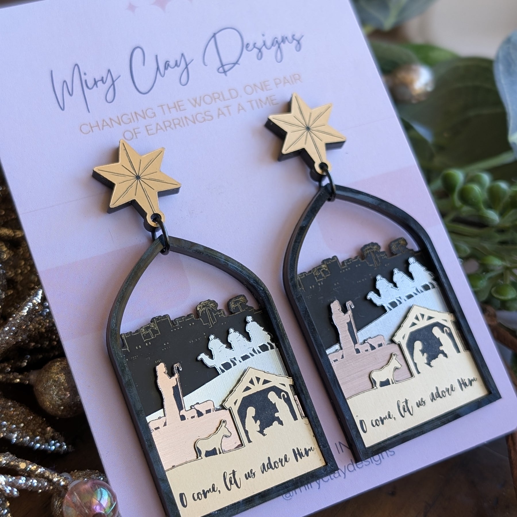 "O, Come let us adore Him" Dangles