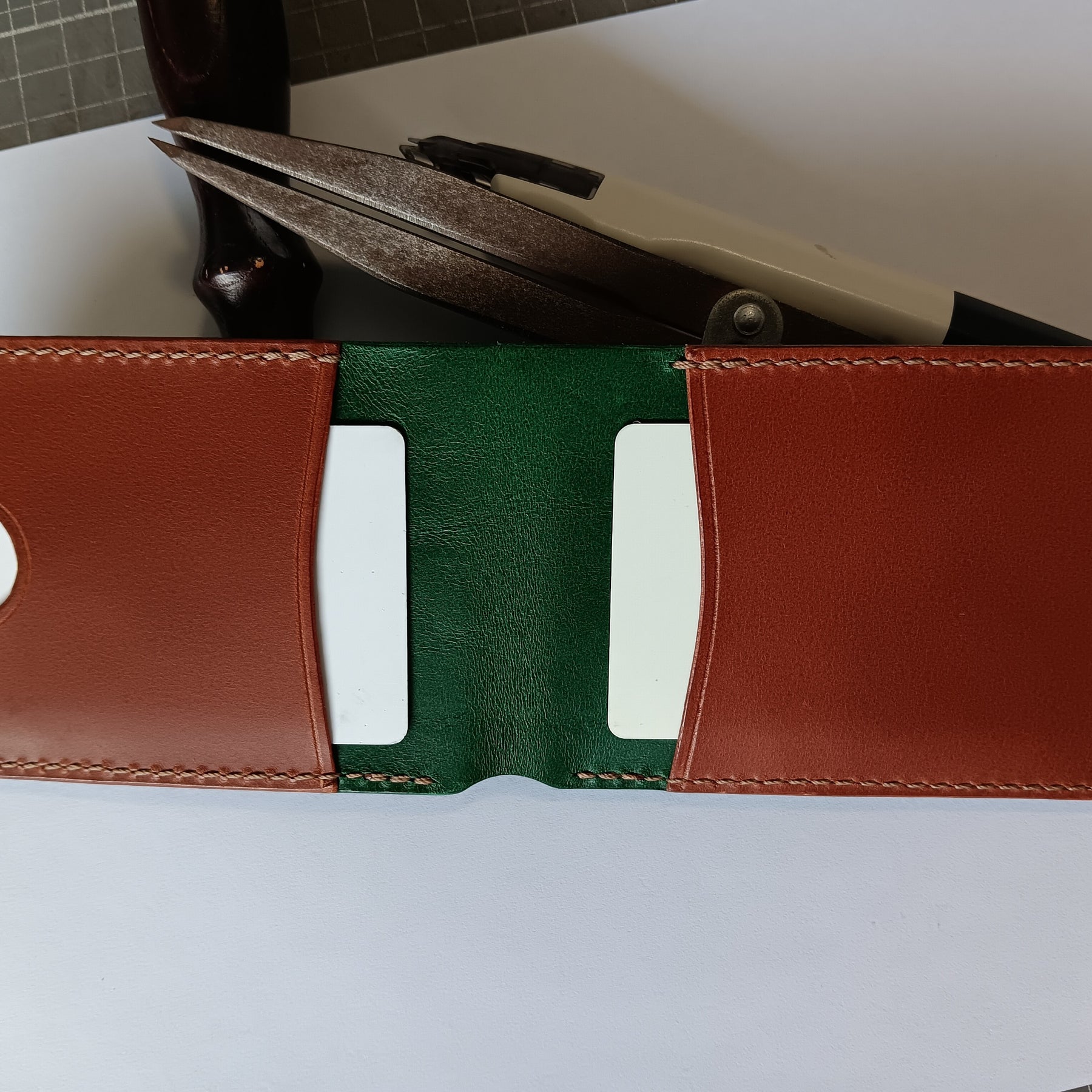 Men's Wallet Cardholder - Green/Chestnut
