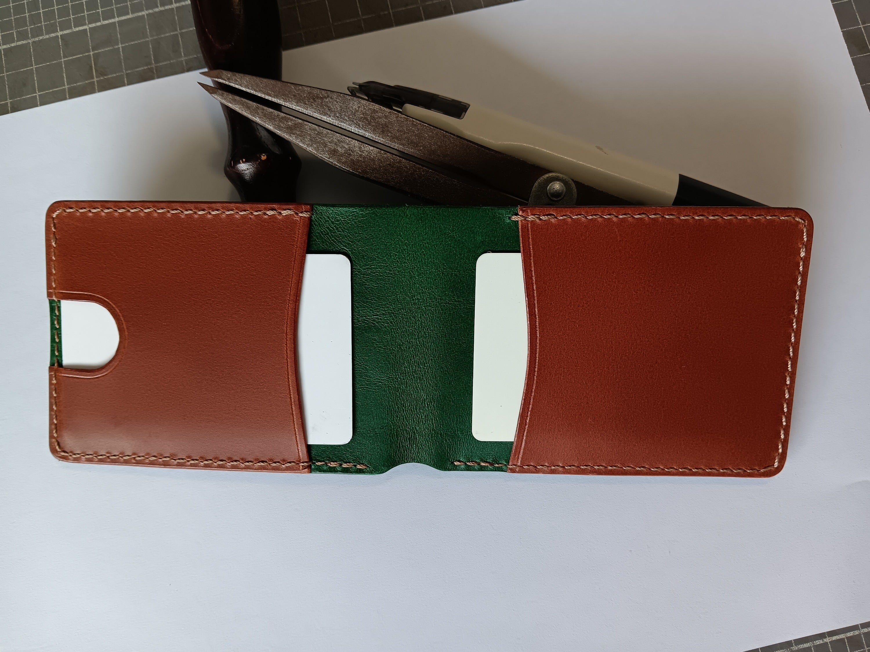 Men's Wallet Cardholder - Green/Chestnut