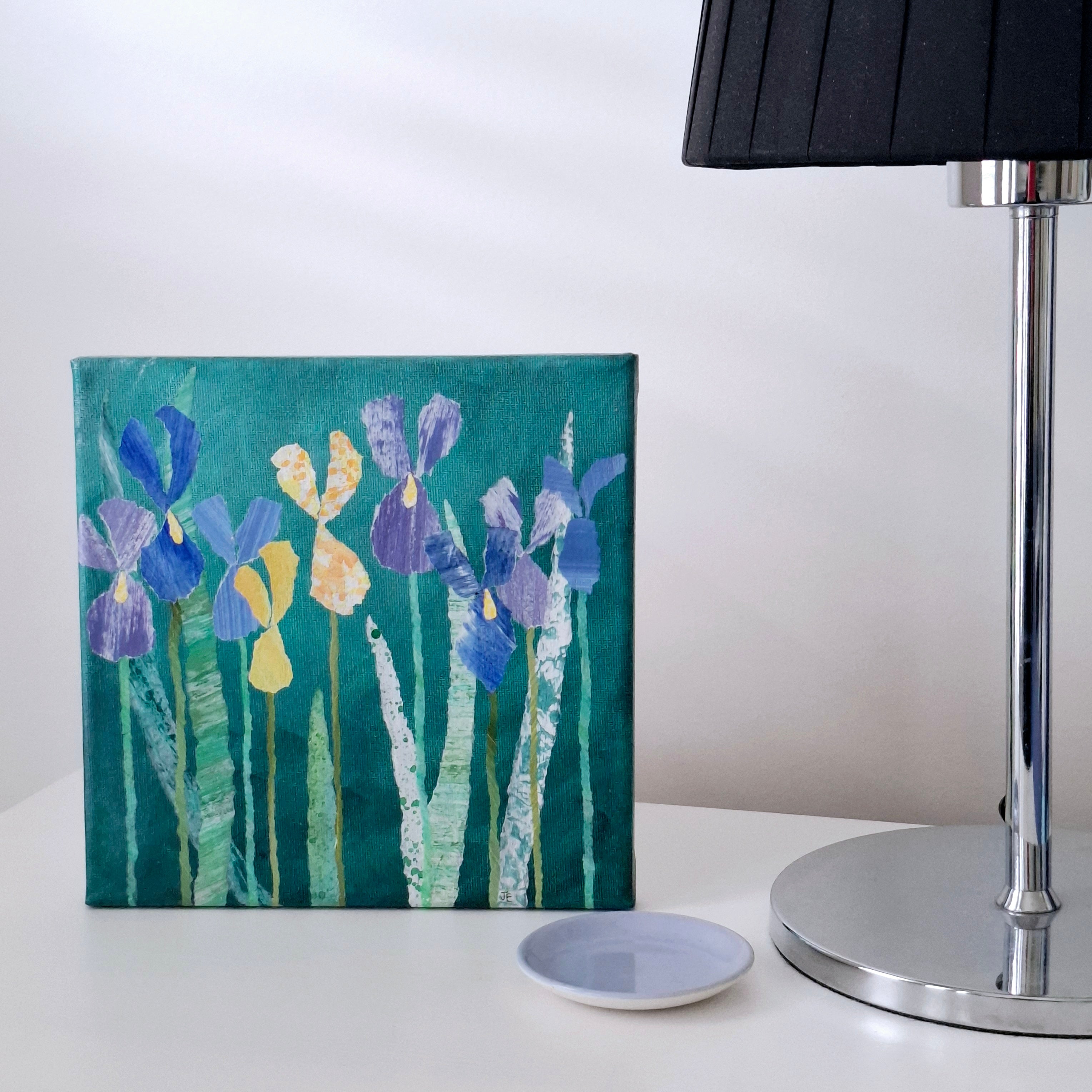ORIGINAL ARTWORK - Wild Irises - 20cm x 20cm
