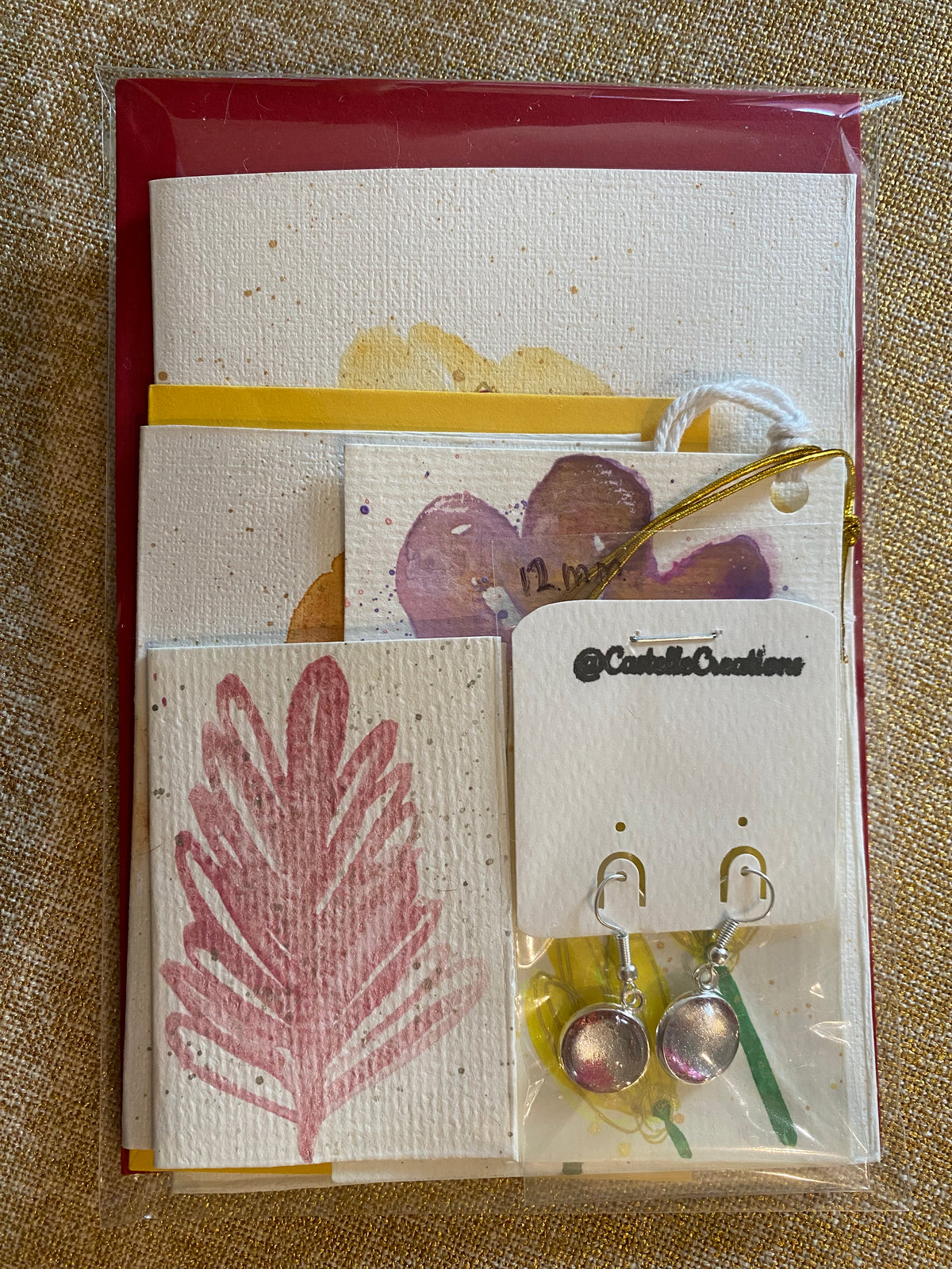 All Occasion Gift Bag – 6 Hand Painted Cards & Bookmarks plus a Pair of Earrings!