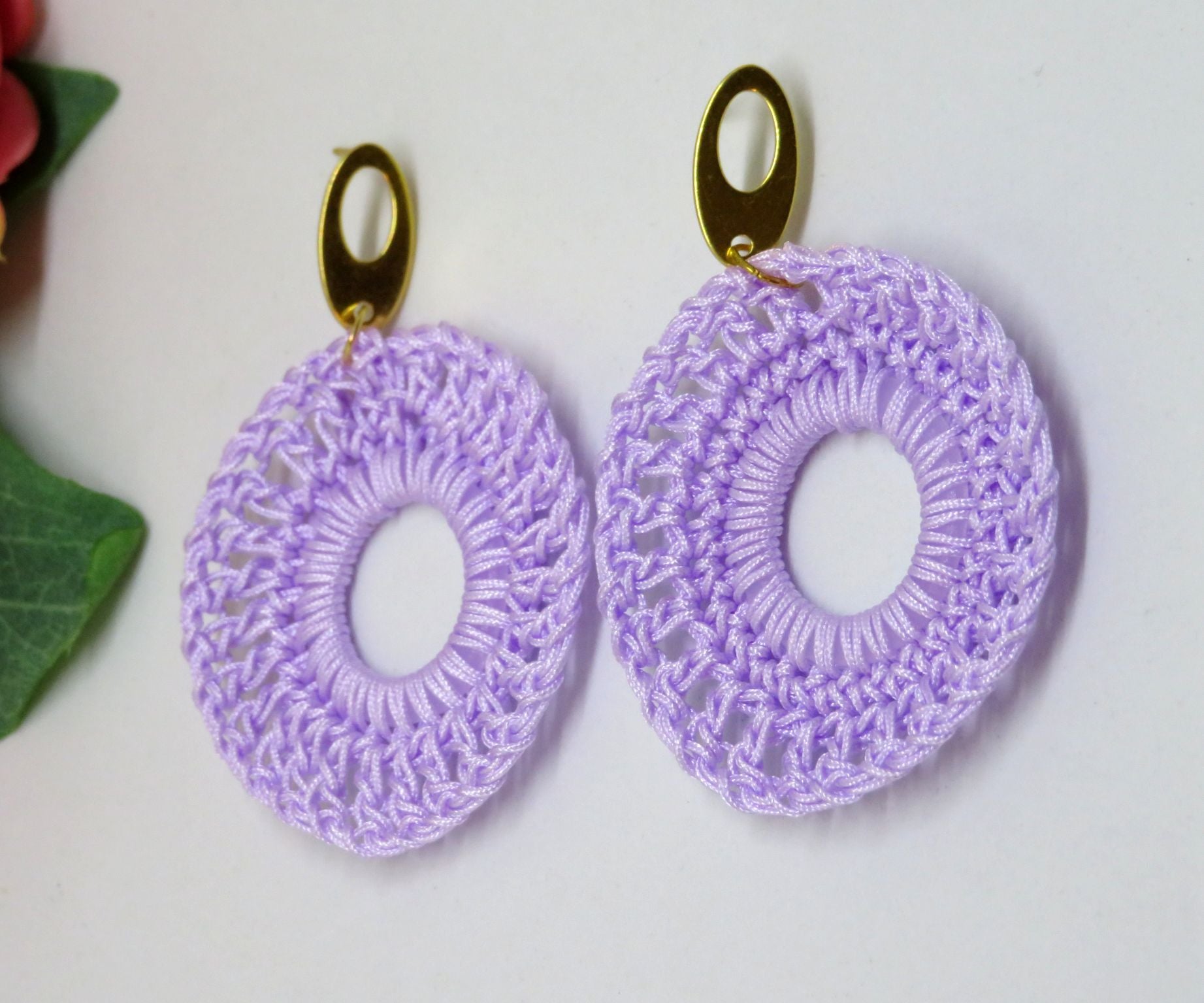 Lilac Crochet Thread Boho Earrings