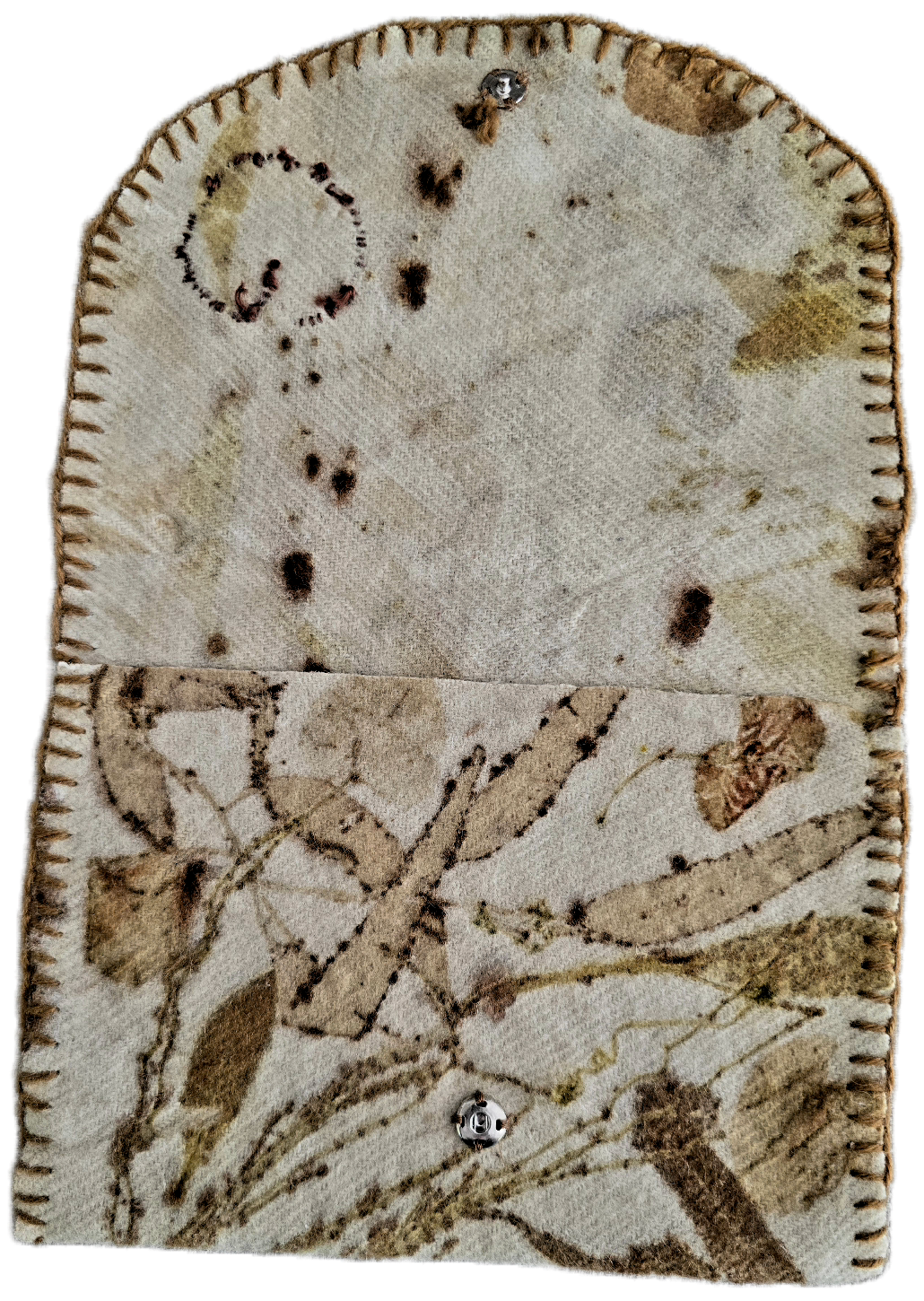 Handmade Eco Printed Wool Pouch – Wool Wallet / Botanical Clutch Bag