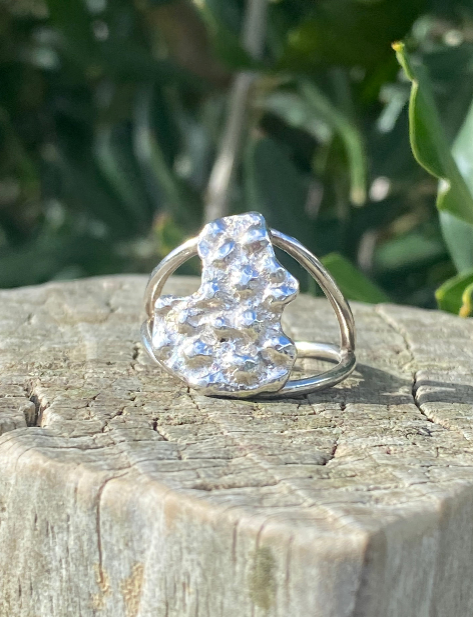 Coral Impressions Double Band Ring — Sterling Silver
