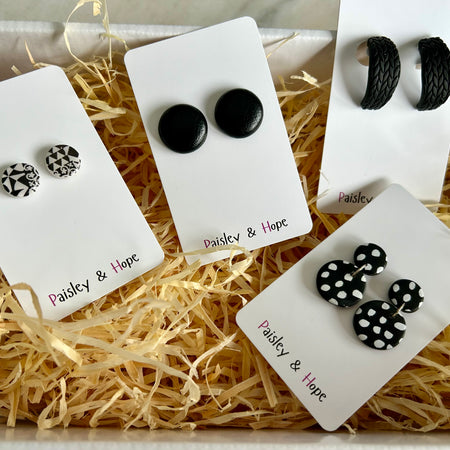 Polymer Clay & Faux Leather Black & White Gift Pack