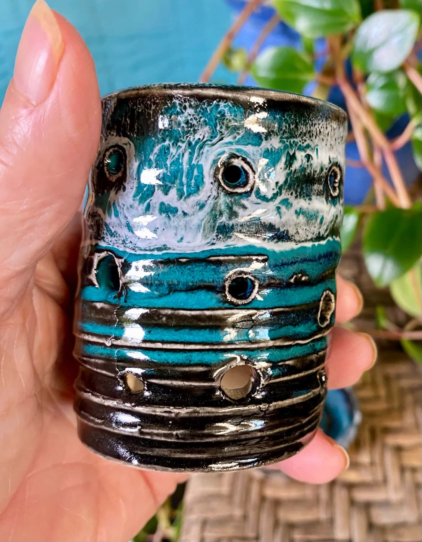 Tea light candle holder turquoises
