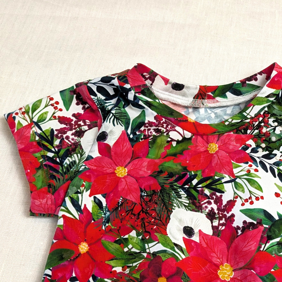 Handmade Christmas Twirly Dress | Poinsettia Collection | sizes 2-4