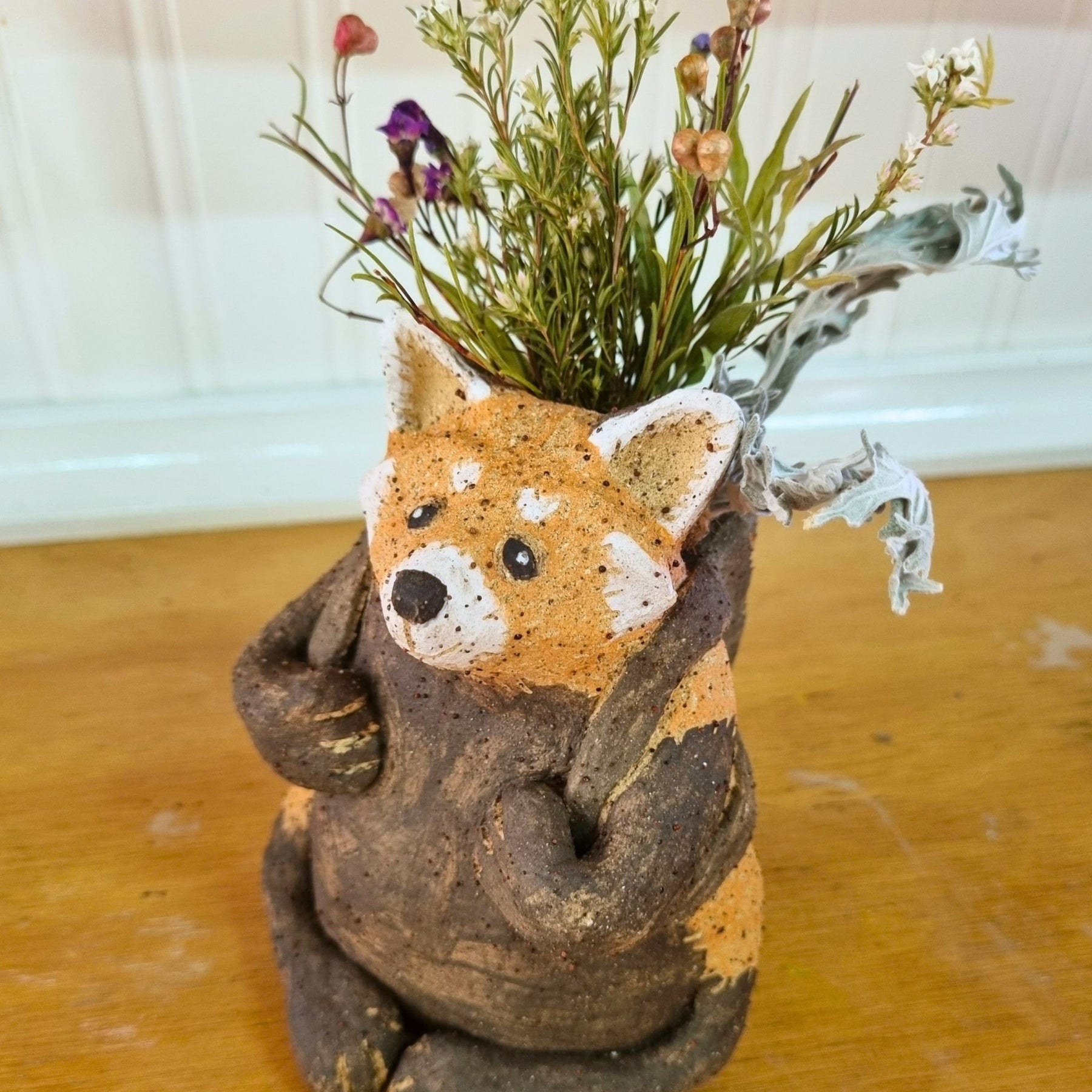 Backpack Buddies Ceramic Animal Vase Dried Flower Ornament