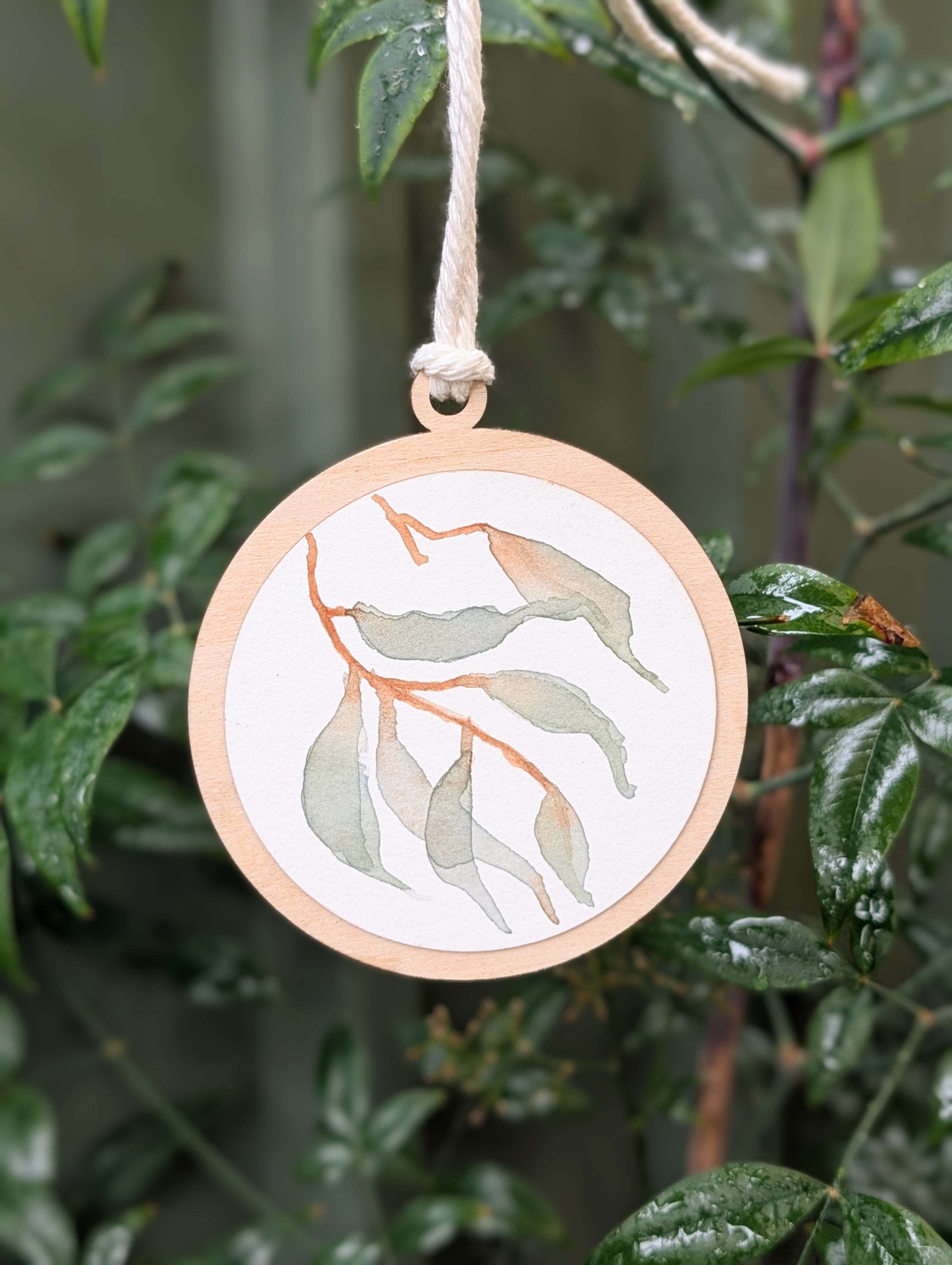 Australian Native Watercolour Christmas Decoration | Handmade Wooden Ornament