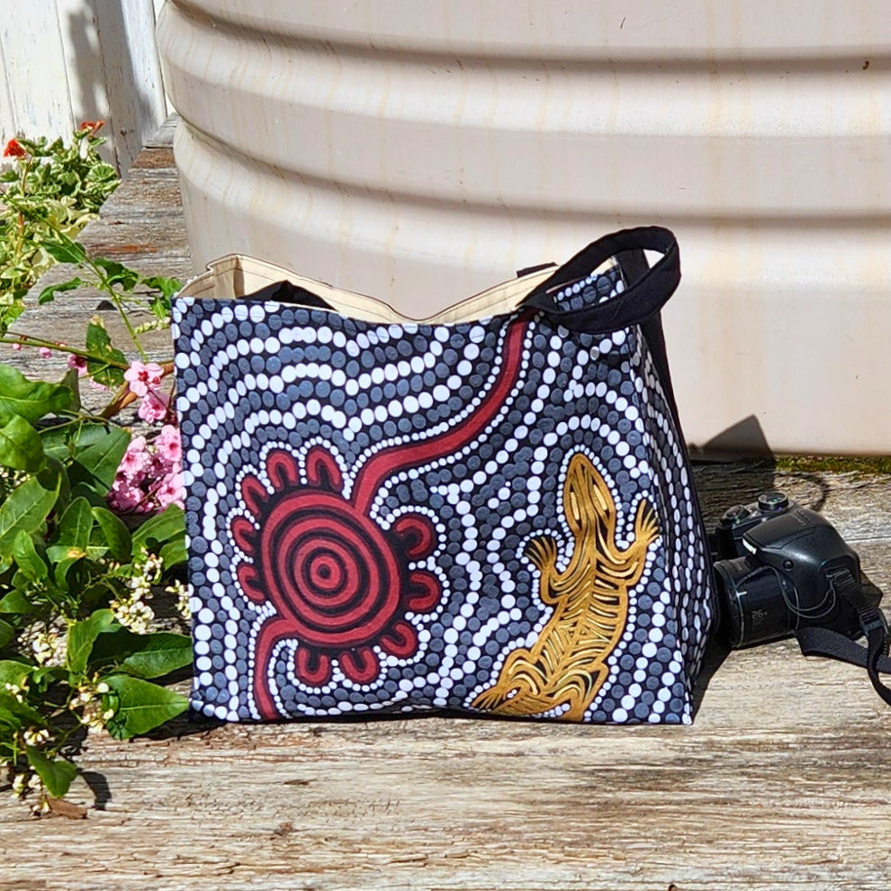 Tote Bag with boxed corners - Aboriginal Design