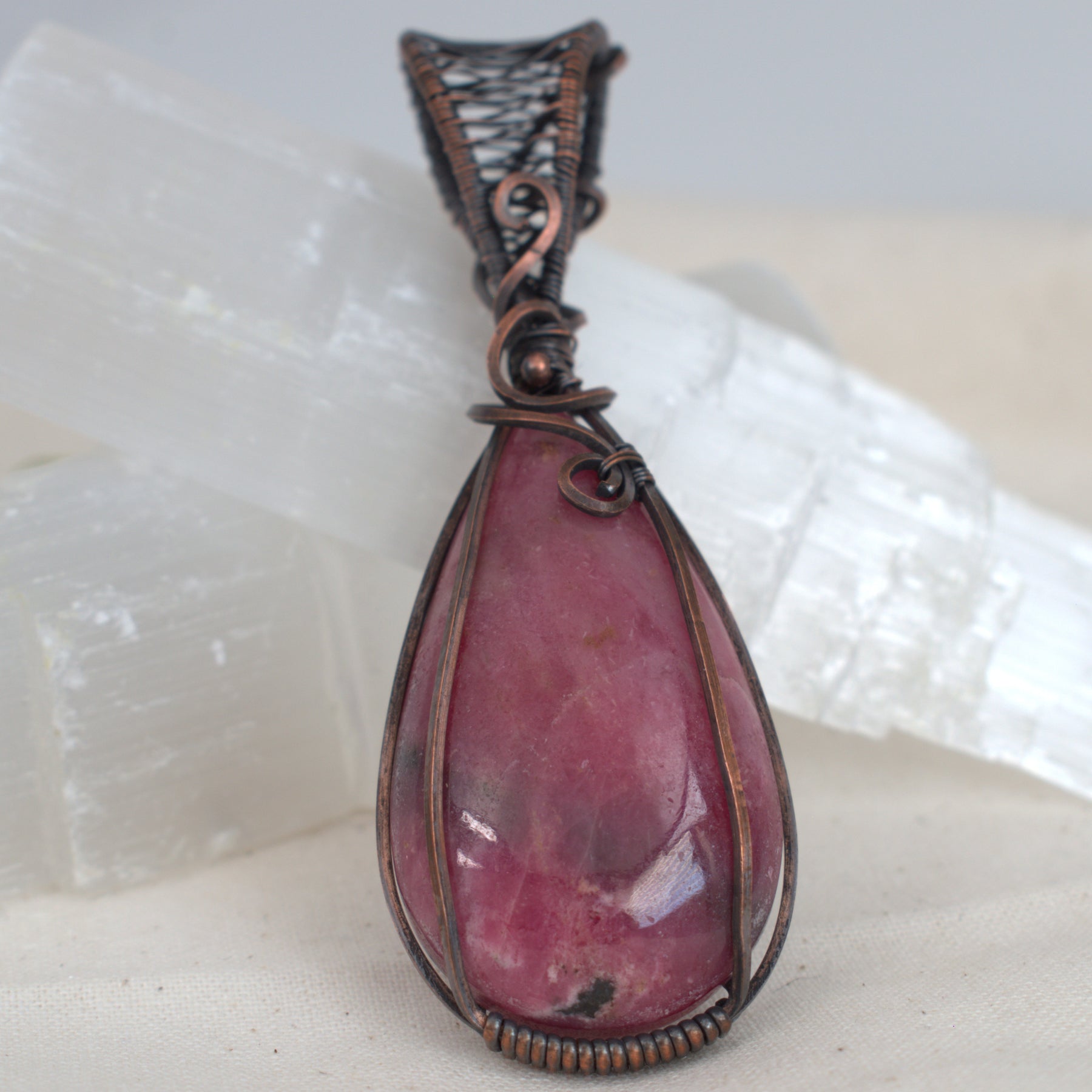 Rosella Song - Tamworth Rhodonite Pendant in Copper