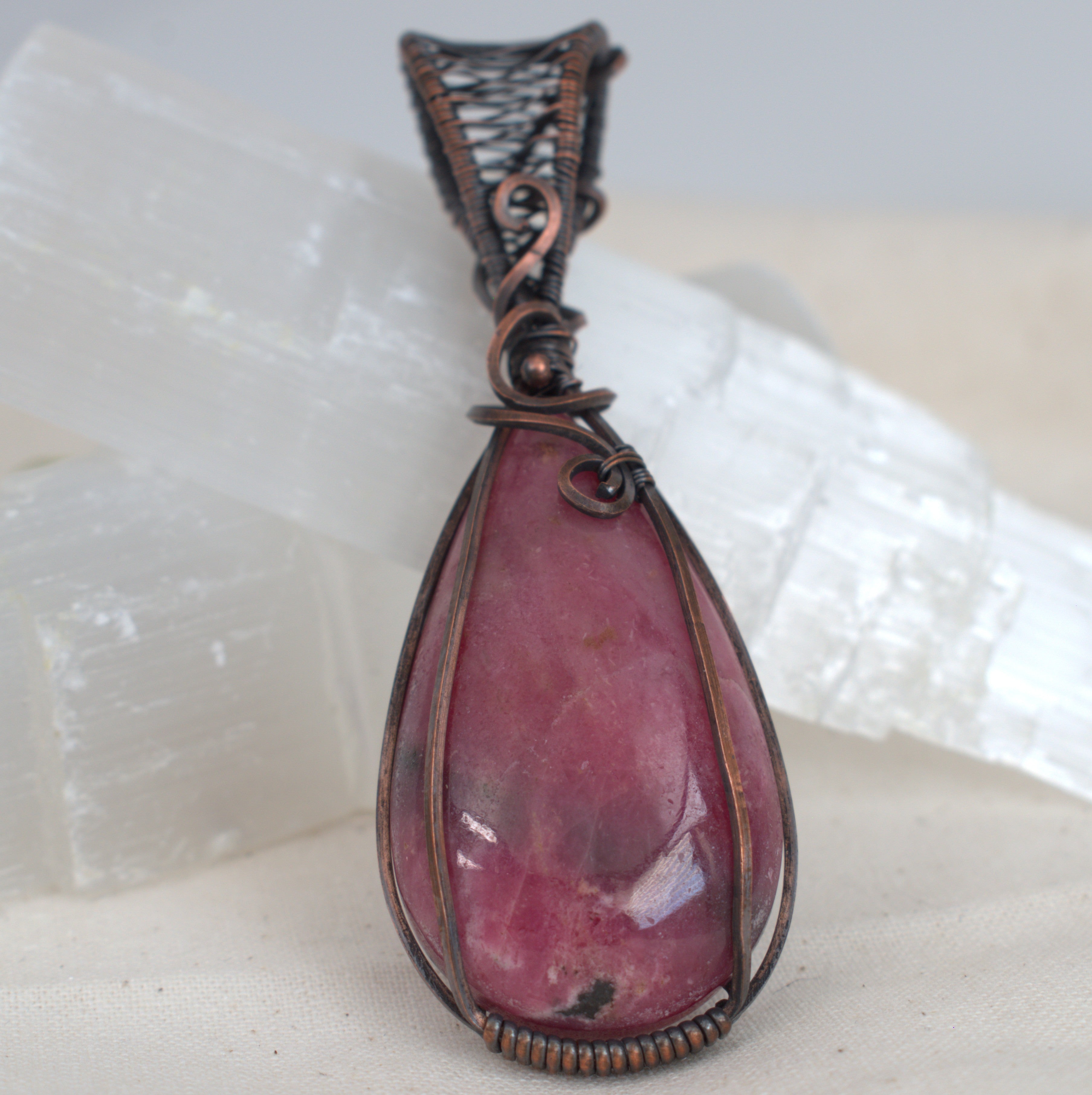 Rosella Song - Tamworth Rhodonite Pendant in Copper