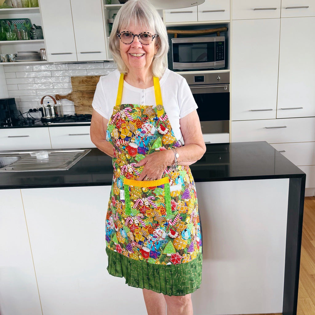 Gingerbread cookies ladies' Christmas tie back apron.