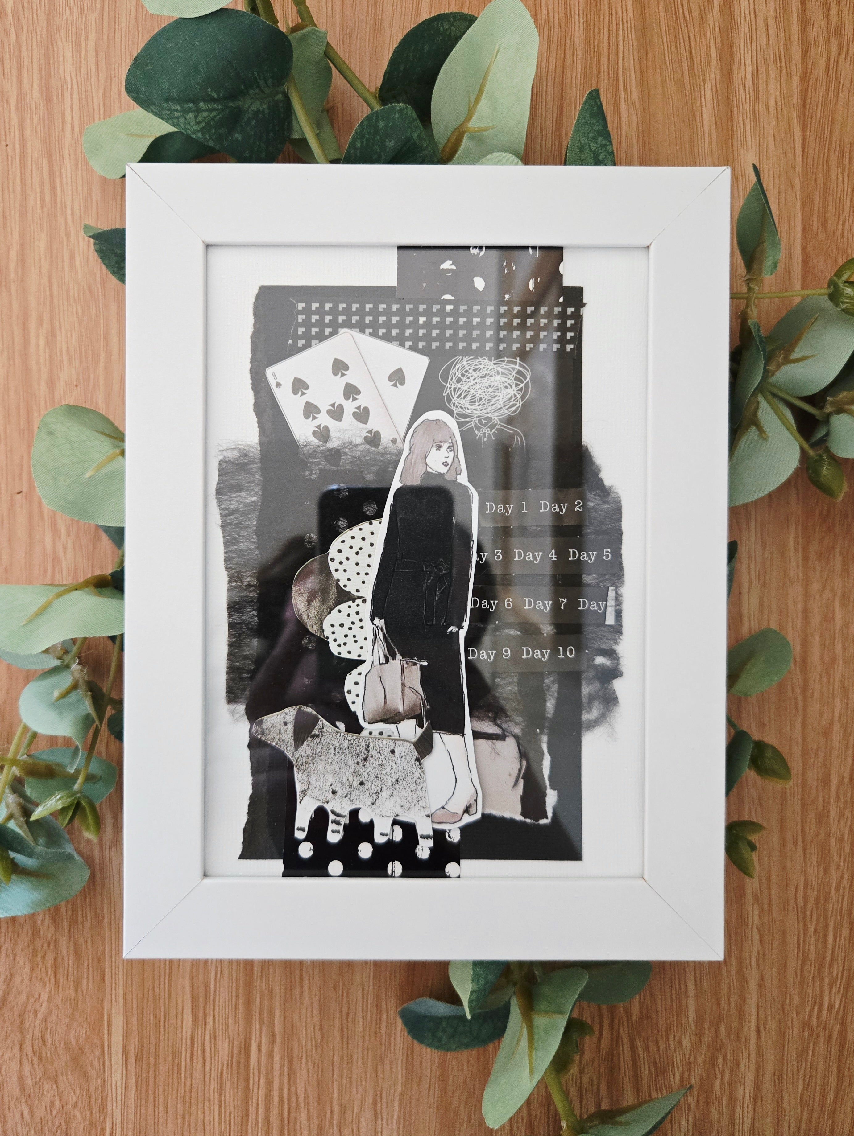 Mixed media framed artwork ~ "day one"