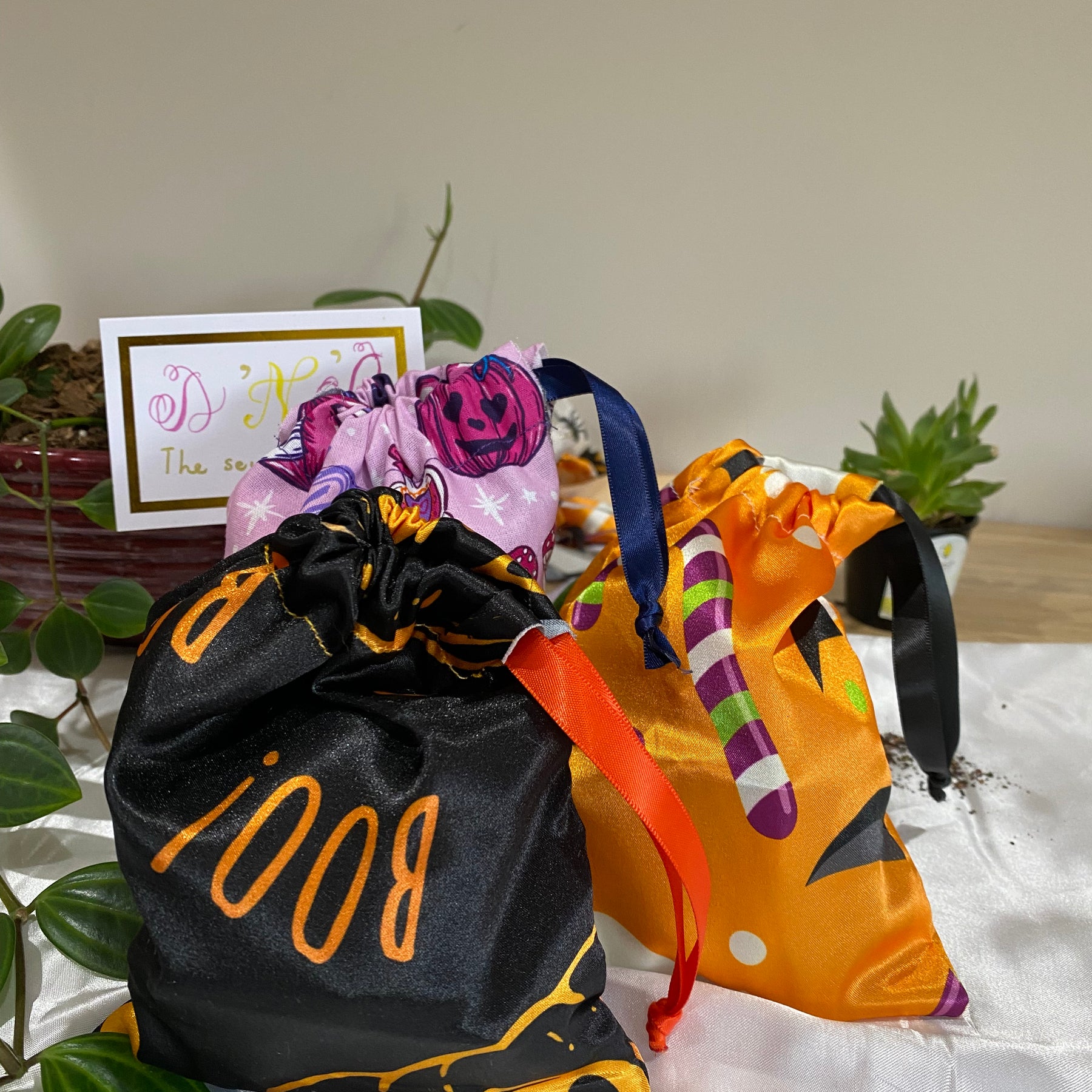 Halloween Goody Bags | Reusable Treat Bags for Kids (Drawstring Closure) | Set of 6