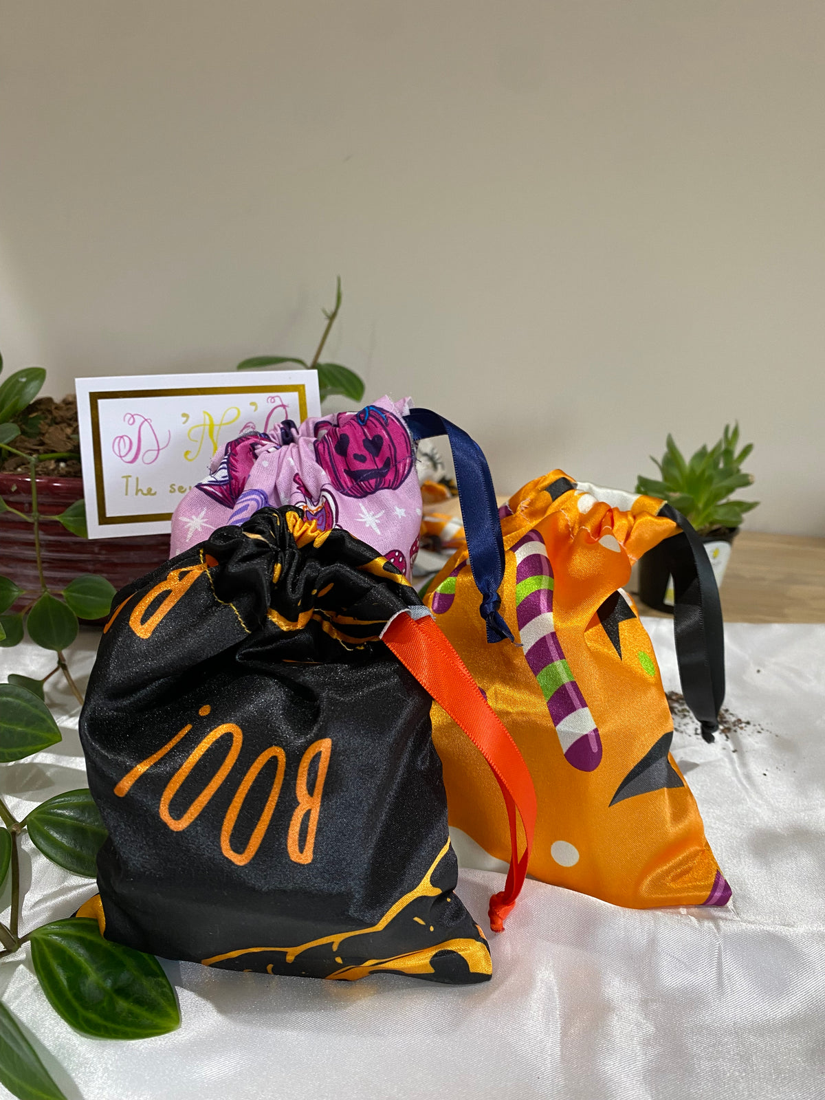 Halloween Goody Bags | Reusable Treat Bags for Kids (Drawstring Closure) | Set of 6