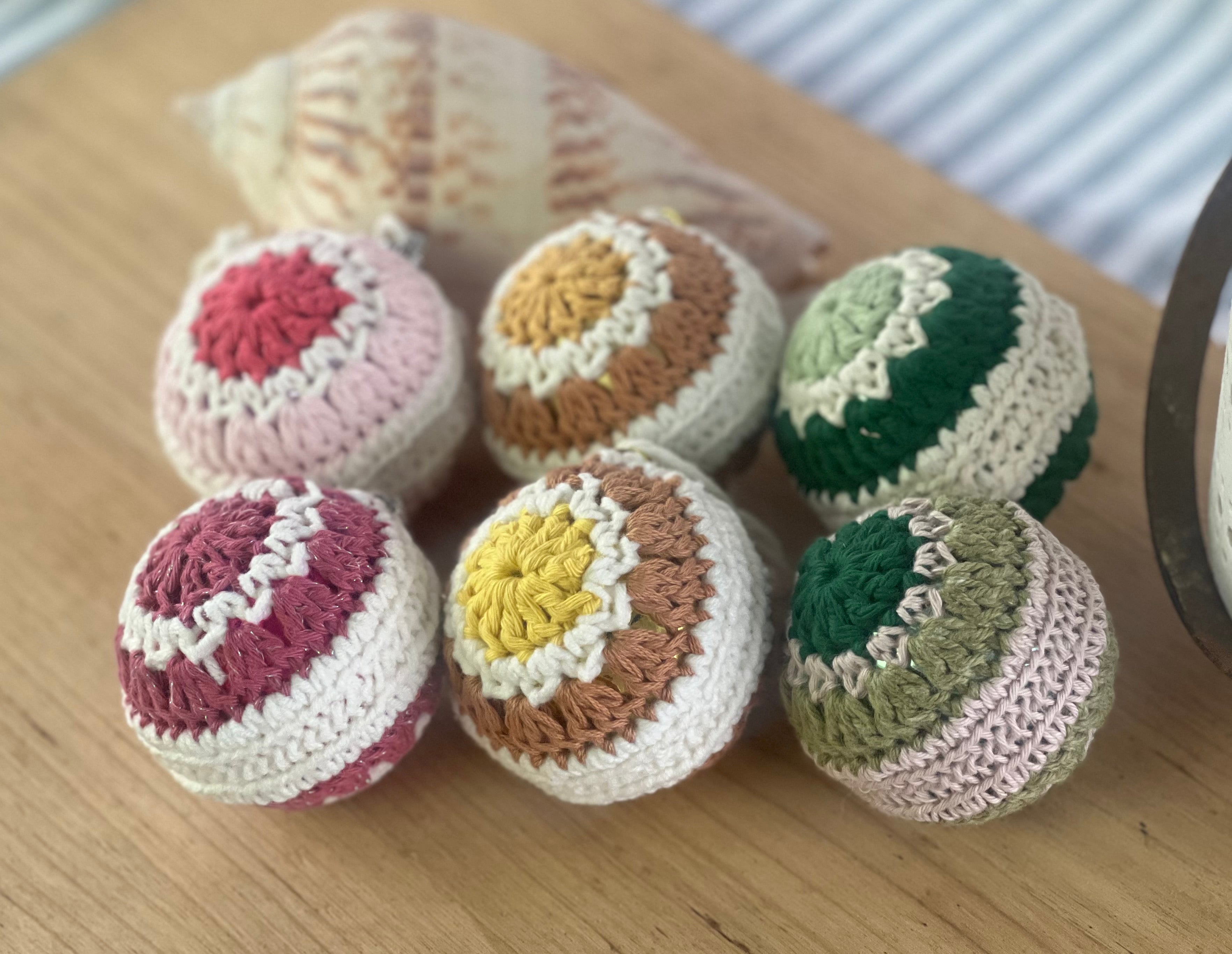 Crochet Christmas Baubles,  Coastal Boho Christmas Tree Decor, Eco Friendly